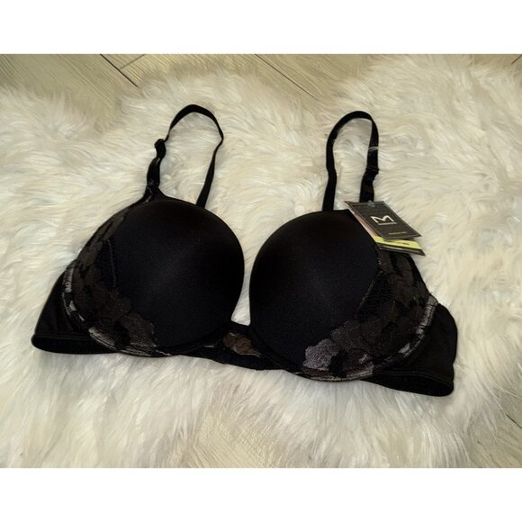 Maidenform Basically Sexy Push Up Bra Padded UW Womens 40C Black 05809 New - Picture 1 of 6
